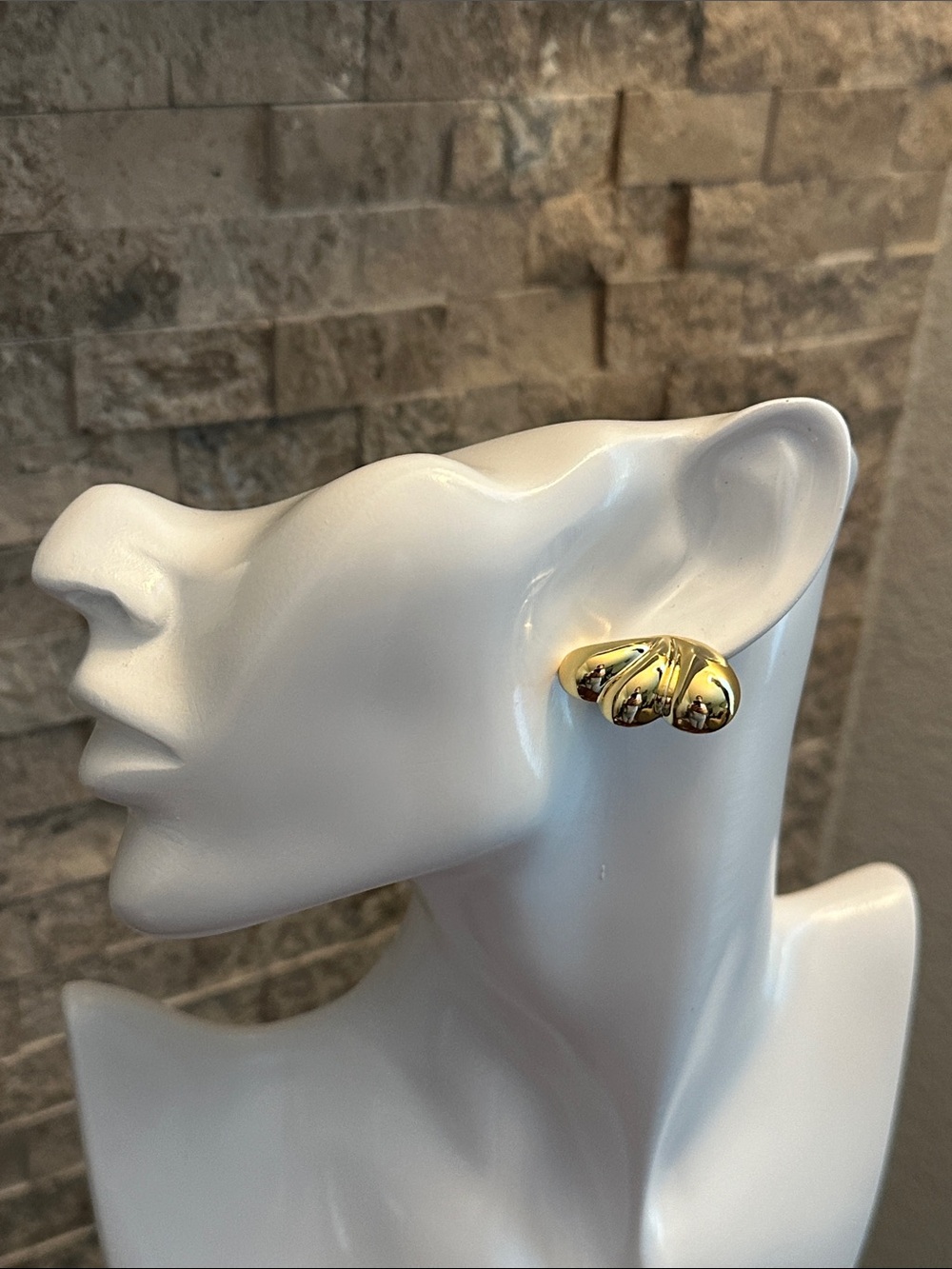 Gold-Tone Statement Stud Earrings - Elegant Shell Design